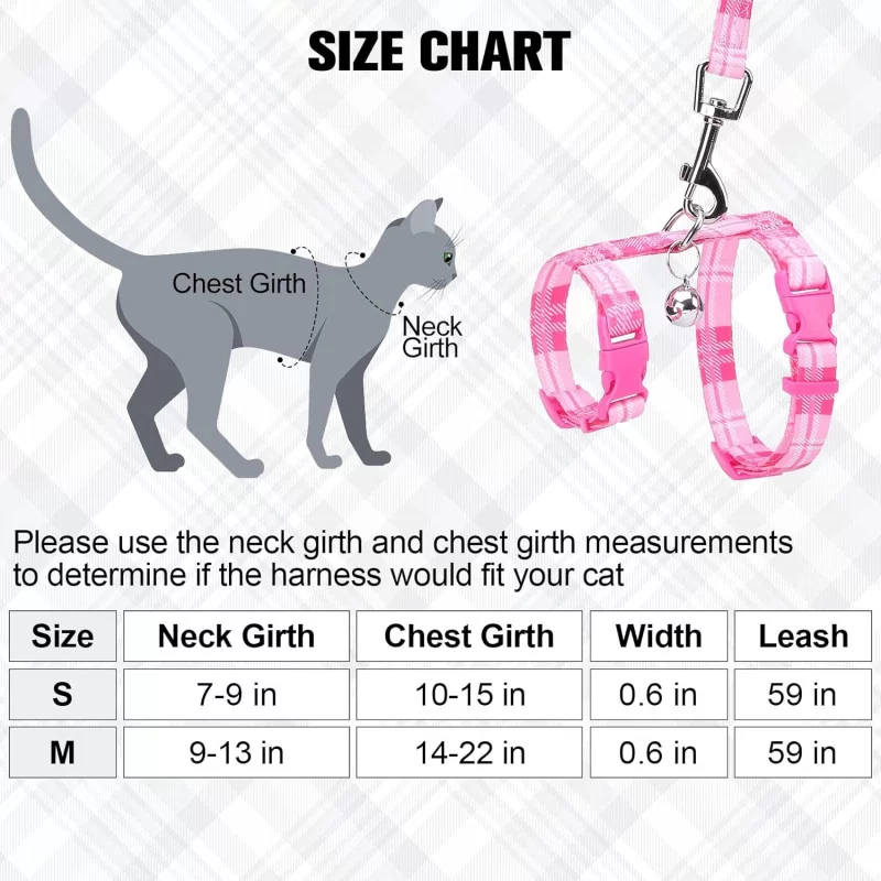 Escape-Proof Cat Harness and Leash Set, Designed for Walking: Adjustable Vest Harnesses for Small, Medium, and Large Cats