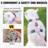 Cat Harness and Leash Set with Escape-Proof Design: Neck-Release Adjustable Harness for Cats of All Sizes