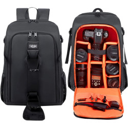 Lightpro Waterproof Camera Backpack With Reflector Stripe - Orange