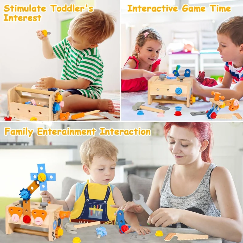 Montessori-inspired Wooden Toddler Tool Bench