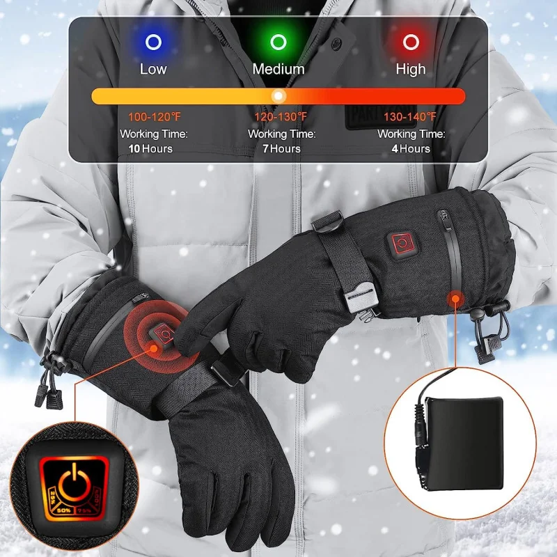Lightweight Rechargeable Electric Heated Gloves - Long-lasting Warmth for Outdoor Activities