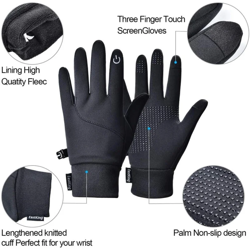 EastKing Warm Water-Resistant Heated Touch Screen Gloves designed for various activities