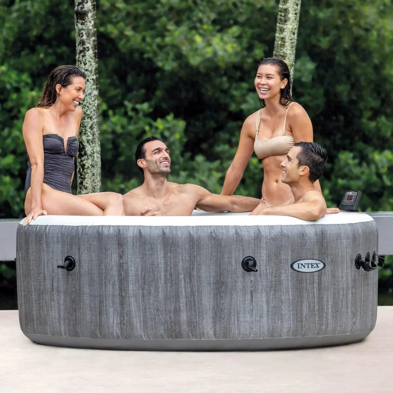 INTEX 28441EP PureSpa Inflatable Hot Tub - Greywood Deluxe Spa Set