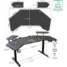 72 inch Wing Shaped Large Studio Music Desk equipped w/ Slot Design Shelves and Aluminum Alloy LED Lights