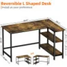 L-Shaped Home Office Desk w/ Shelf: Multi-functional Gaming Desk and Corner Table for Work