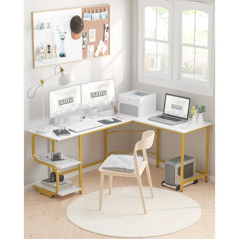 Reversible L-Shaped Desk w/ Abundant Surface Area