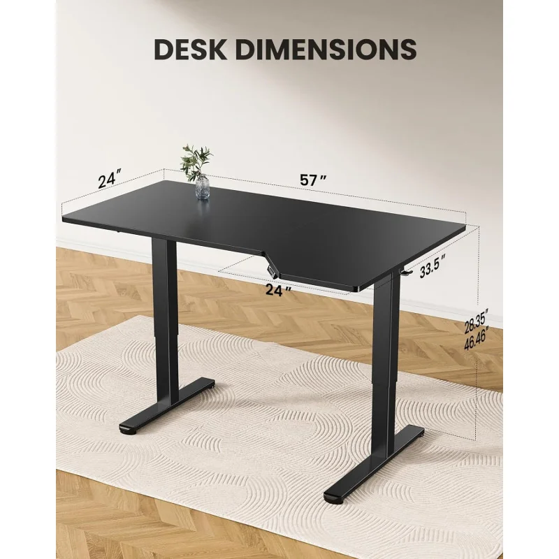57 inch L Shaped Height Adjustable Electric Standing Desk
