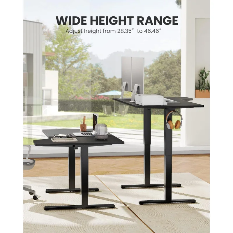 57 inch L Shaped Height Adjustable Electric Standing Desk