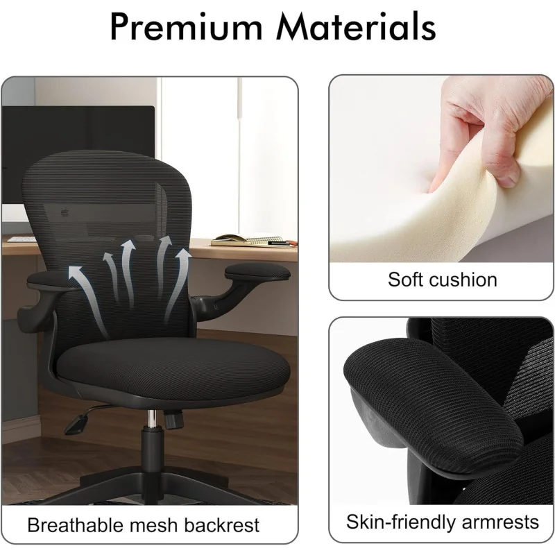 Ergonomic Office Chairs - Adjustable Lumbar Support, Mesh Desk Chair w/ Adjustable Arms and Wheels