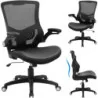 Swivel Executive Task Chair w/ Mesh Back, Adjustable Lumbar Support, and Flip-up Arms