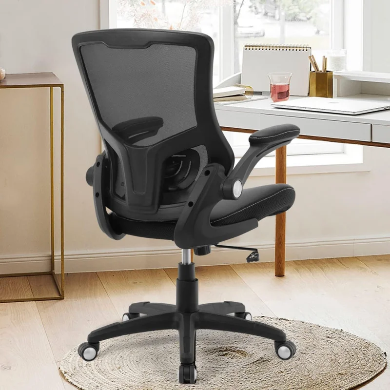 Swivel Executive Task Chair w/ Mesh Back, Adjustable Lumbar Support, and Flip-up Arms