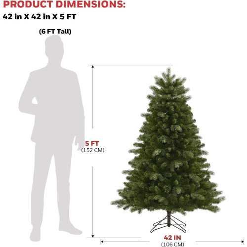 5ft Crestone Fir Pre-Lit Christmas Tree Featuring 250 Color-Changing LED Lights and 1048 Lush Tips | TekChoice Electronics