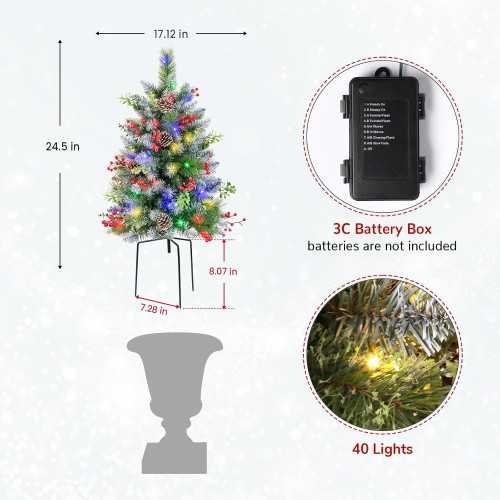 24.5 Inch Pre-lit Trees with Remote Control & Multi-Color Lights - Perfect Porch Decor for a Festive Home & Yard Display | TekChoice Electronics