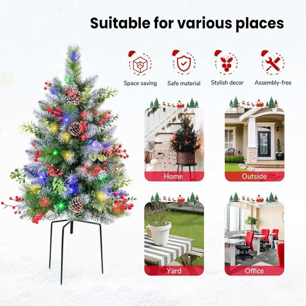 24.5 Inch Pre-lit Trees with Remote Control & Multi-Color Lights - Perfect Porch Decor for a Festive Home & Yard Display | TekChoice Electronics