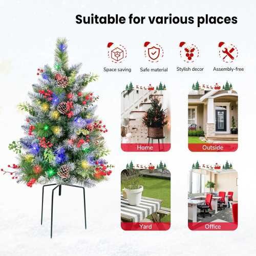 24.5 Inch Pre-lit Trees with Remote Control & Multi-Color Lights - Perfect Porch Decor for a Festive Home & Yard Display | TekChoice Electronics