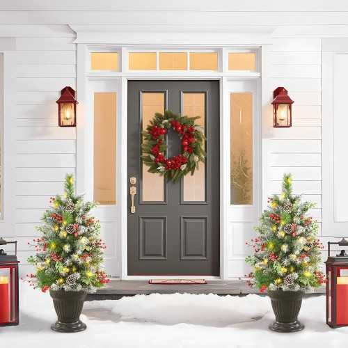 24.5 Inch Pre-lit Trees with Remote Control & Multi-Color Lights - Perfect Porch Decor for a Festive Home & Yard Display | TekChoice Electronics