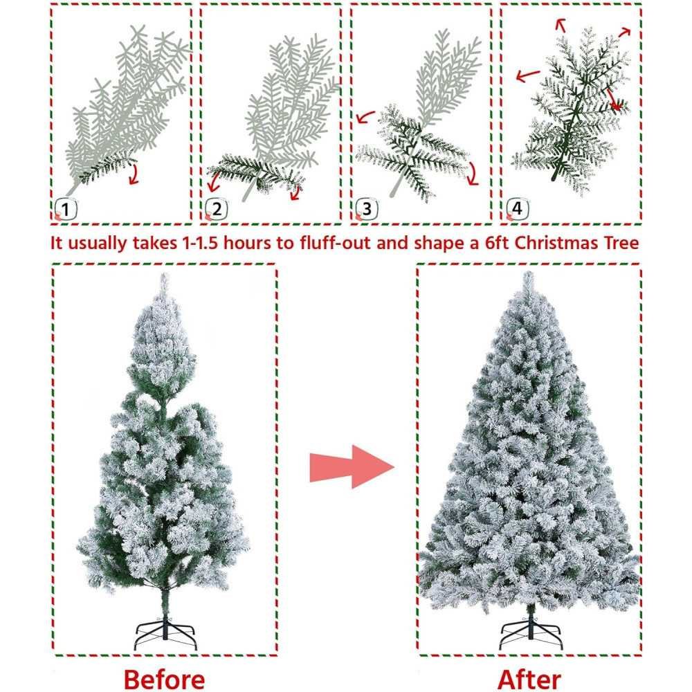 6ft Premium Snow Flocked Artificial Christmas Tree | TekChoice Electronics