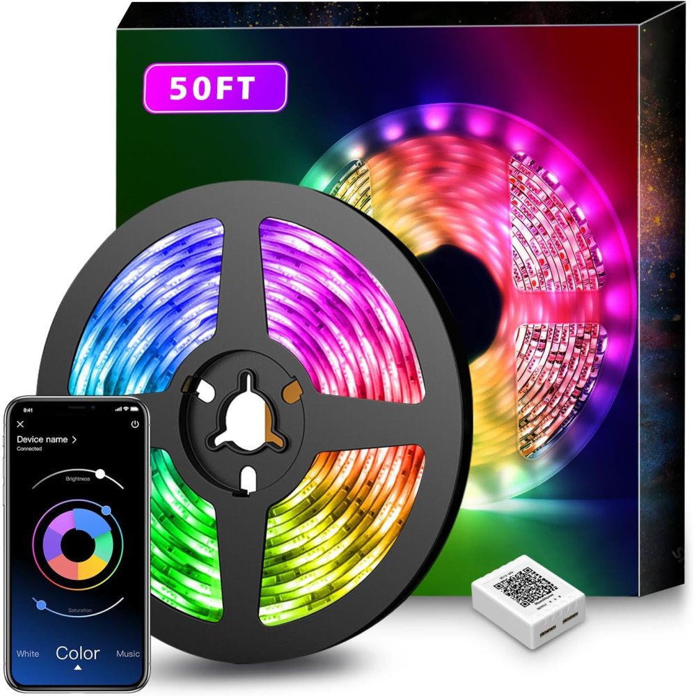 Color Changing LED Strip Lights - Music Sync, Remote App Control, Built-in Mic - Complete Set