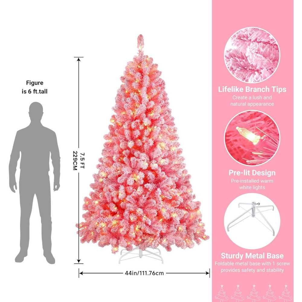 Snow Flocked Christmas Tree with Warm White Lights for Festive Decor | TekChoice Electronics