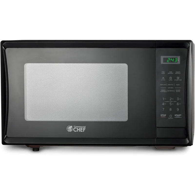 COMMERCIAL CHEF 1.1 Cu Ft Microwave w/ 10 Power Levels & Push Button Door Lock