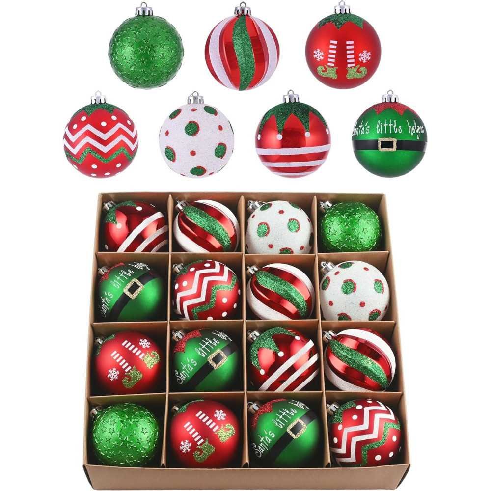 16ct Shatterproof Large Christmas Ball Ornaments Set | TekChoice Electronics