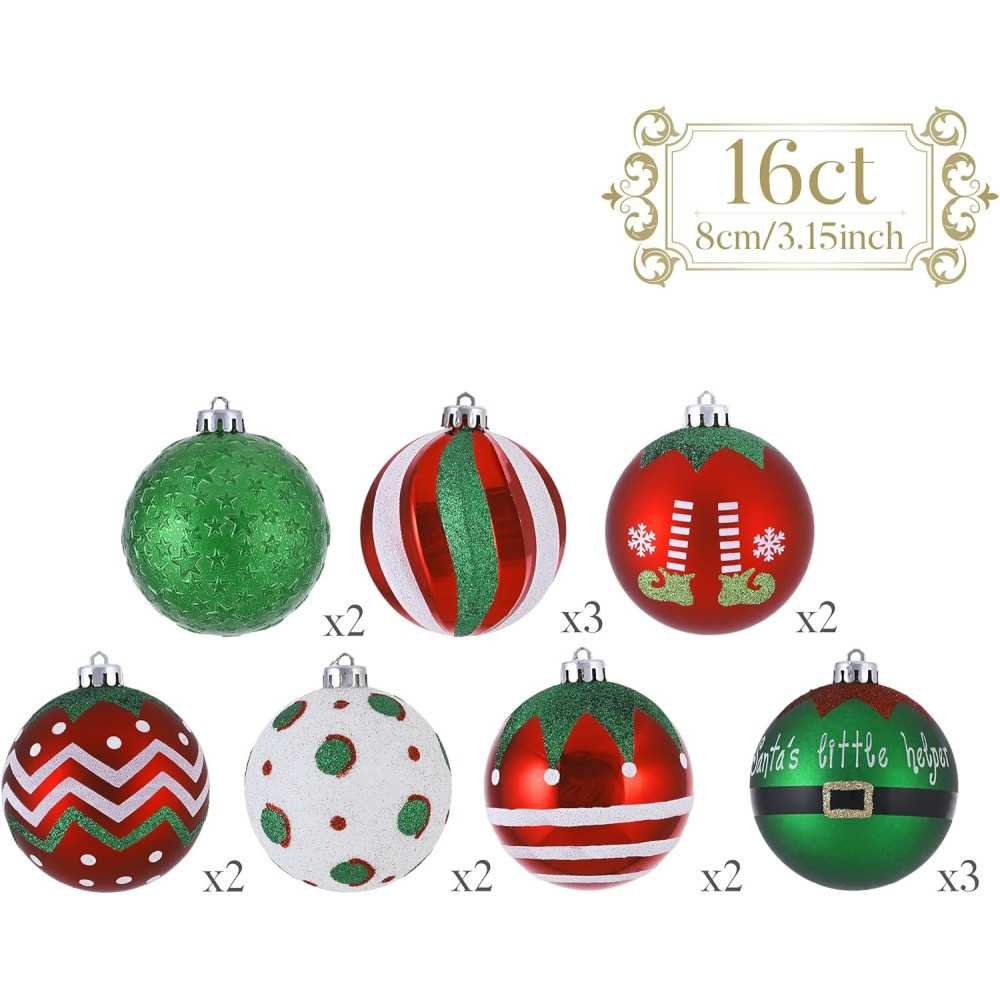 16ct Shatterproof Large Christmas Ball Ornaments Set | TekChoice Electronics