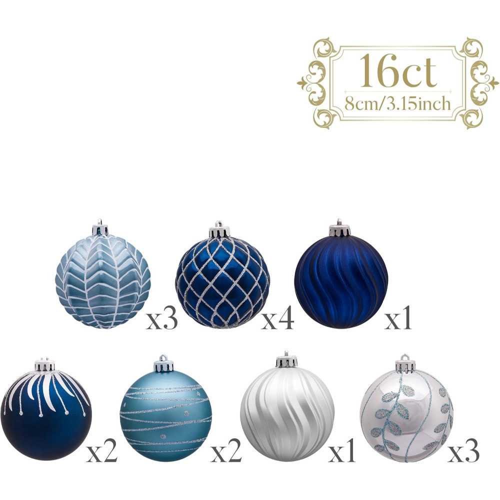 16ct Set of Festive Shatterproof Christmas Ornaments | TekChoice Electronics