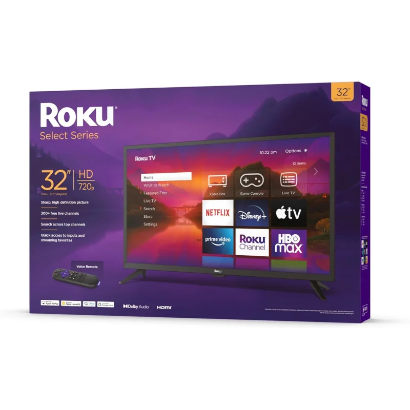 Roku Select Series 720p HD Smart RokuTV w/ Voice Remote, Bright Picture, Customizable Home Screen