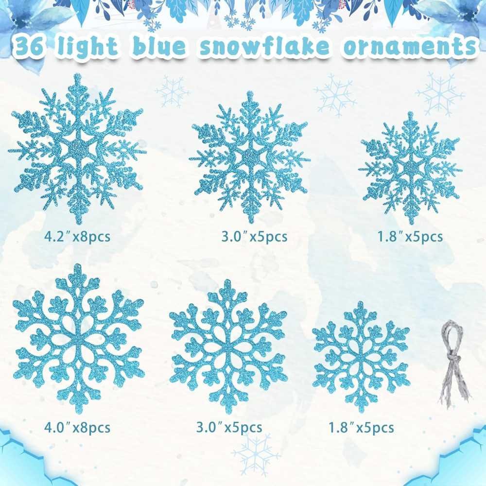 36 Glittering Snowflake Christmas Ornaments | TekChoice Electronics