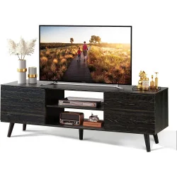 3-Tier Entertainment Center Stand w/ Open Storage Shelves - Suitable For TV's Ranging From 75 inches