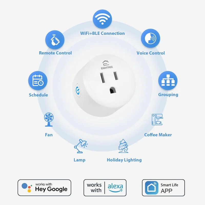 EIGHTREE Smart Plug Works w/ Alexa & Google Home