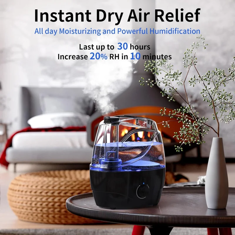 30 Hours w/ Whisper-Quiet Operation Cool Mist Humidifier